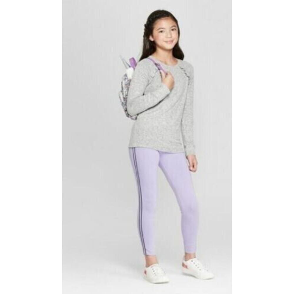 Cat & Jack Girls Ruffle Longโ Sleeve Soft Cozy Pullover Heather Gray XL